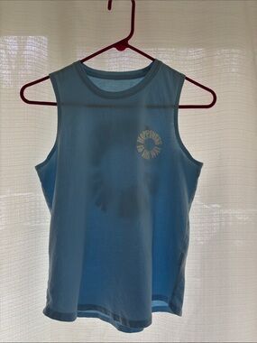 Spiritual Gangster Light Blue 'Happiness' Graphic Muscle Tank